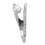 DA316 - No Plating Stainless Steel Ring with AAA Grade CZ in Clear - Alamode - Flyclothing LLC
