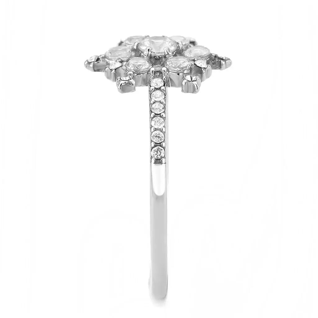 DA317 - No Plating Stainless Steel Ring with AAA Grade CZ in Clear - Alamode - Flyclothing LLC
