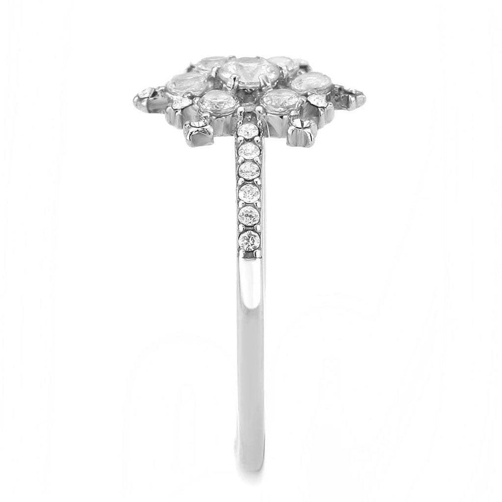 DA317 - No Plating Stainless Steel Ring with AAA Grade CZ in Clear - Alamode - Flyclothing LLC