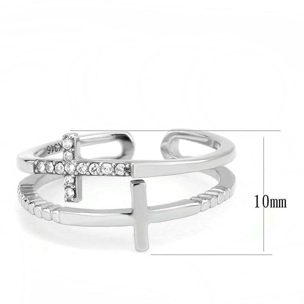 DA319 - No Plating Stainless Steel Ring with AAA Grade CZ in Clear - Alamode - Flyclothing LLC