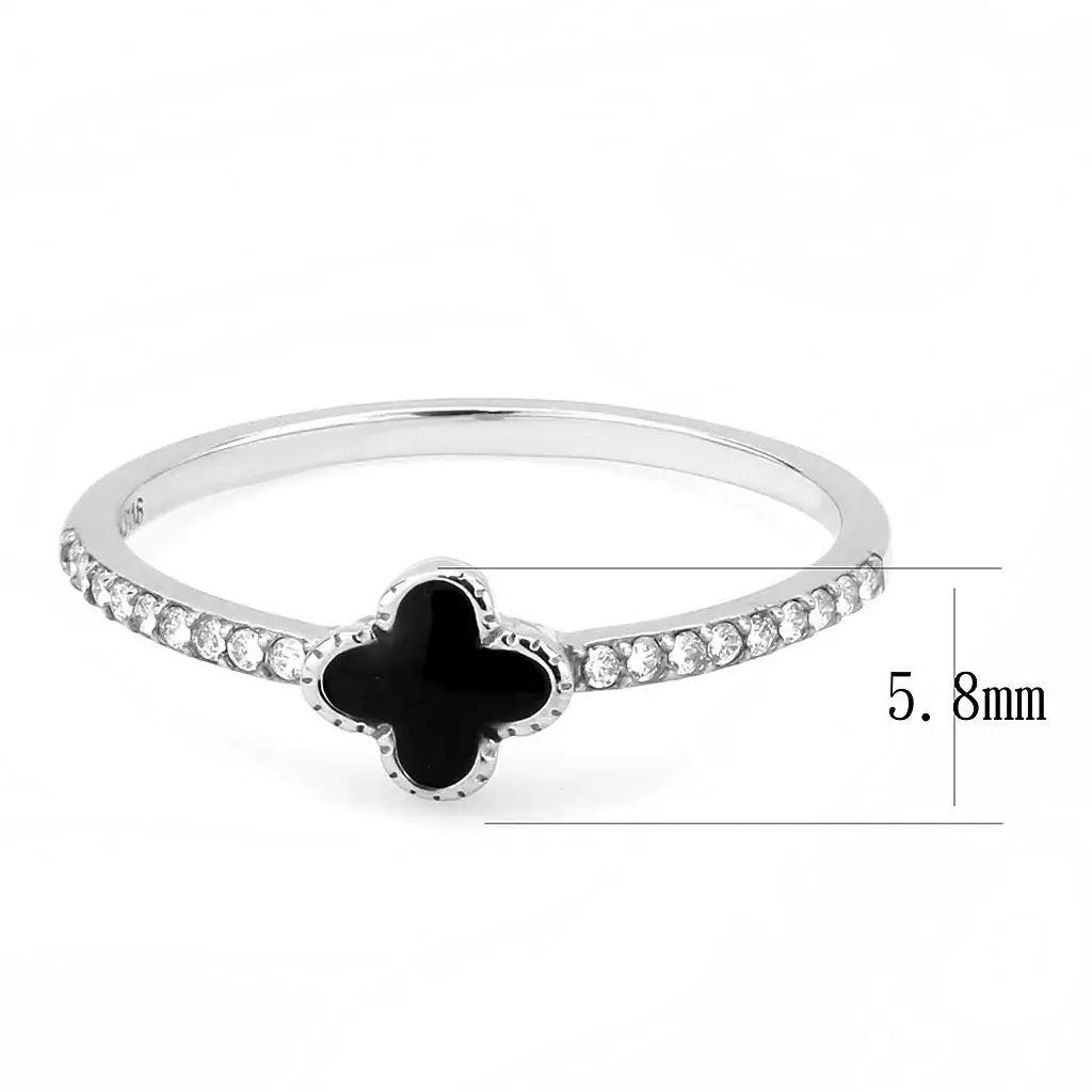 DA320 - No Plating Stainless Steel Ring with Epoxy in Jet - Alamode - Flyclothing LLC