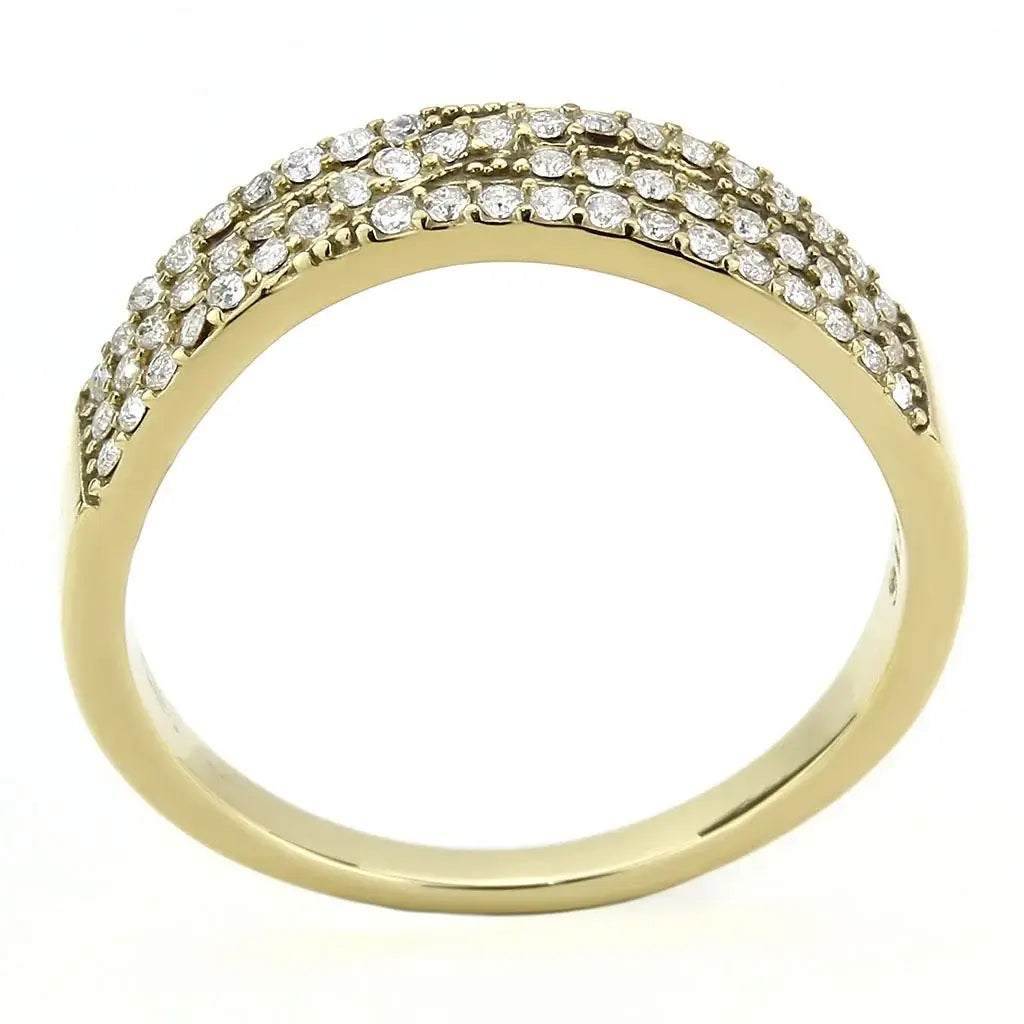 DA321 - IP Gold(Ion Plating) Stainless Steel Ring with AAA Grade CZ in Clear - Alamode - Flyclothing LLC
