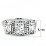 DA322 - No Plating Stainless Steel Ring with AAA Grade CZ in Clear - Alamode - Flyclothing LLC