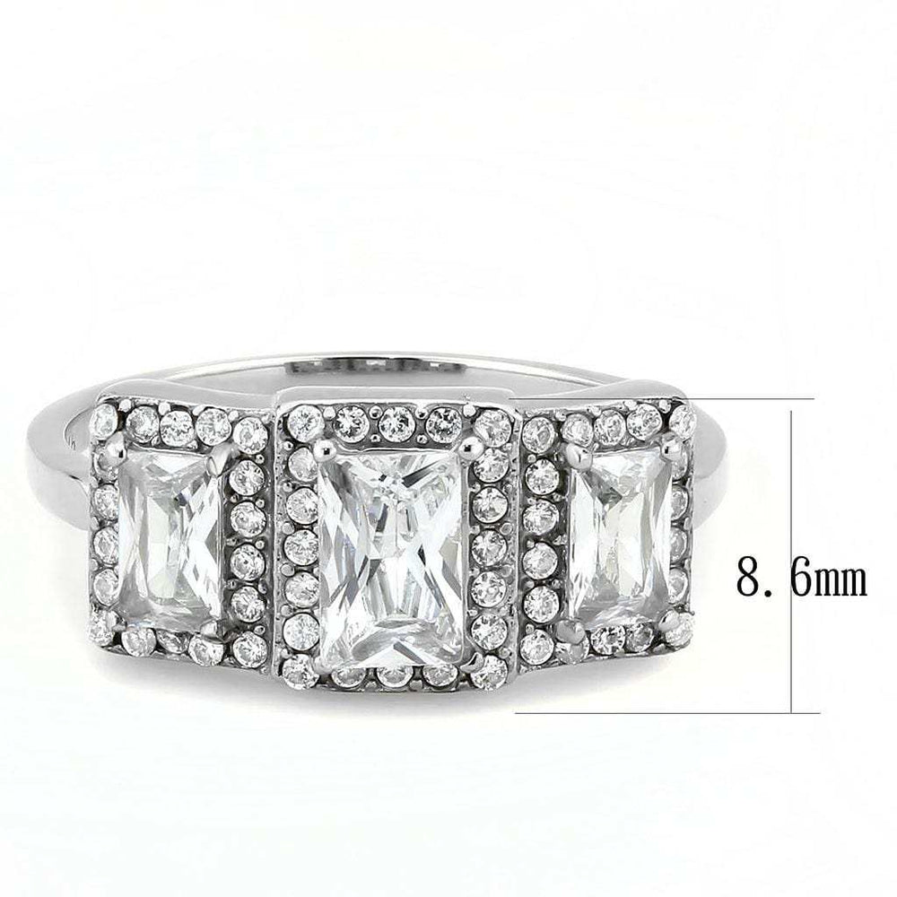 DA322 - No Plating Stainless Steel Ring with AAA Grade CZ in Clear - Alamode - Flyclothing LLC