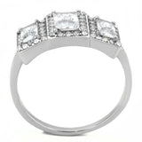 DA322 - No Plating Stainless Steel Ring with AAA Grade CZ in Clear - Alamode - Flyclothing LLC