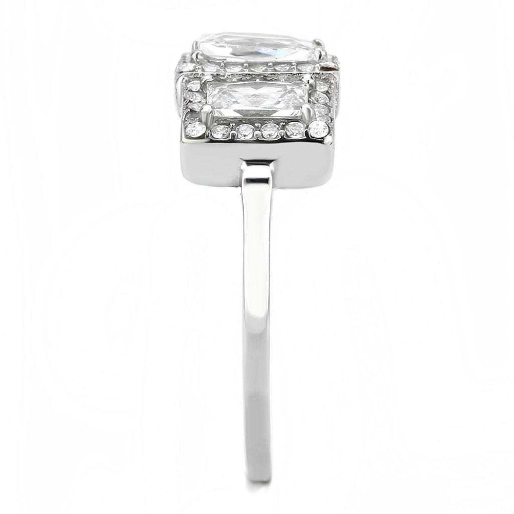 DA322 - No Plating Stainless Steel Ring with AAA Grade CZ in Clear - Alamode - Flyclothing LLC