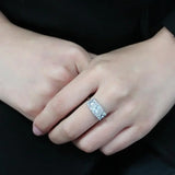 DA322 - No Plating Stainless Steel Ring with AAA Grade CZ in Clear - Alamode - Flyclothing LLC