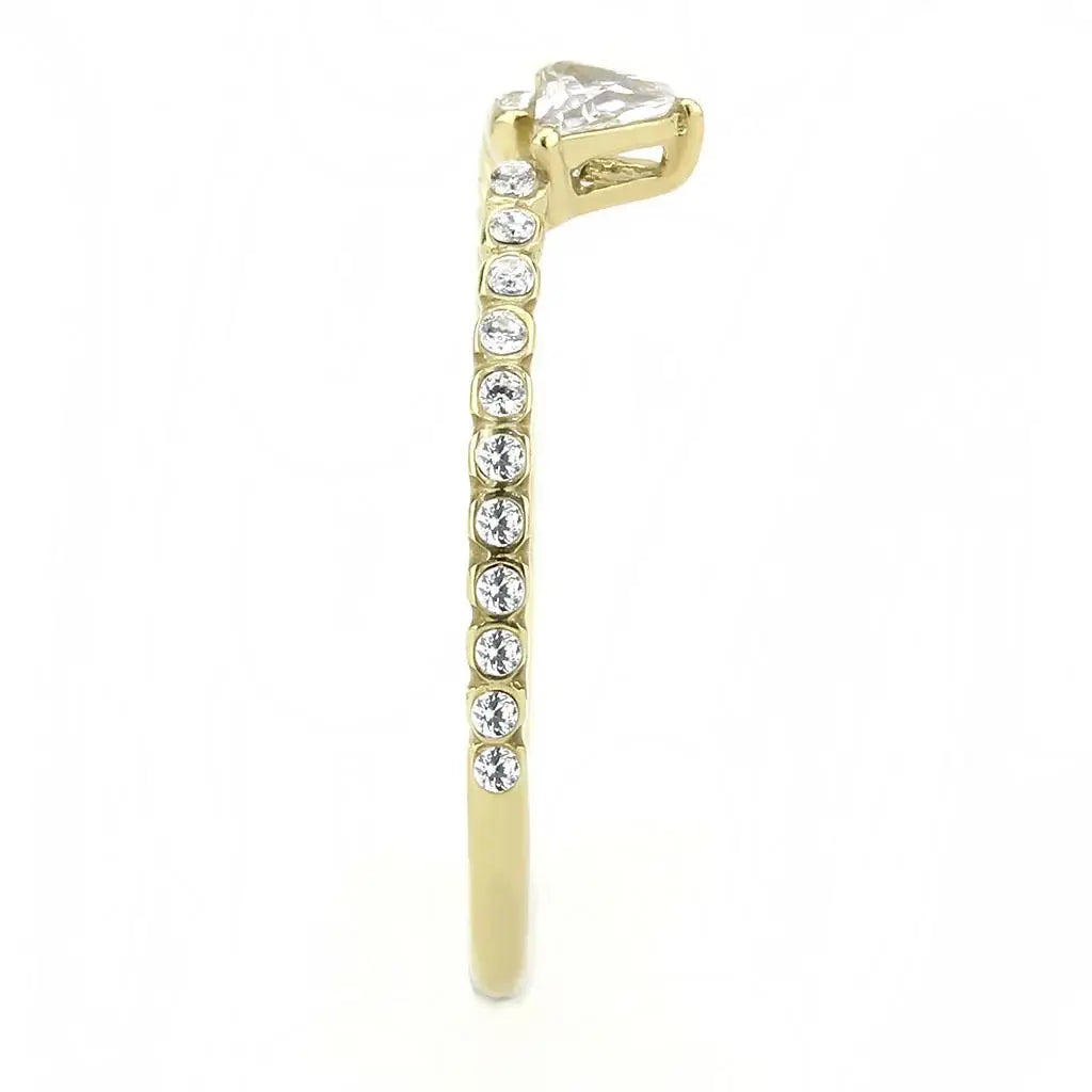 DA323 - IP Gold(Ion Plating) Stainless Steel Ring with AAA Grade CZ in Clear - Alamode - Flyclothing LLC