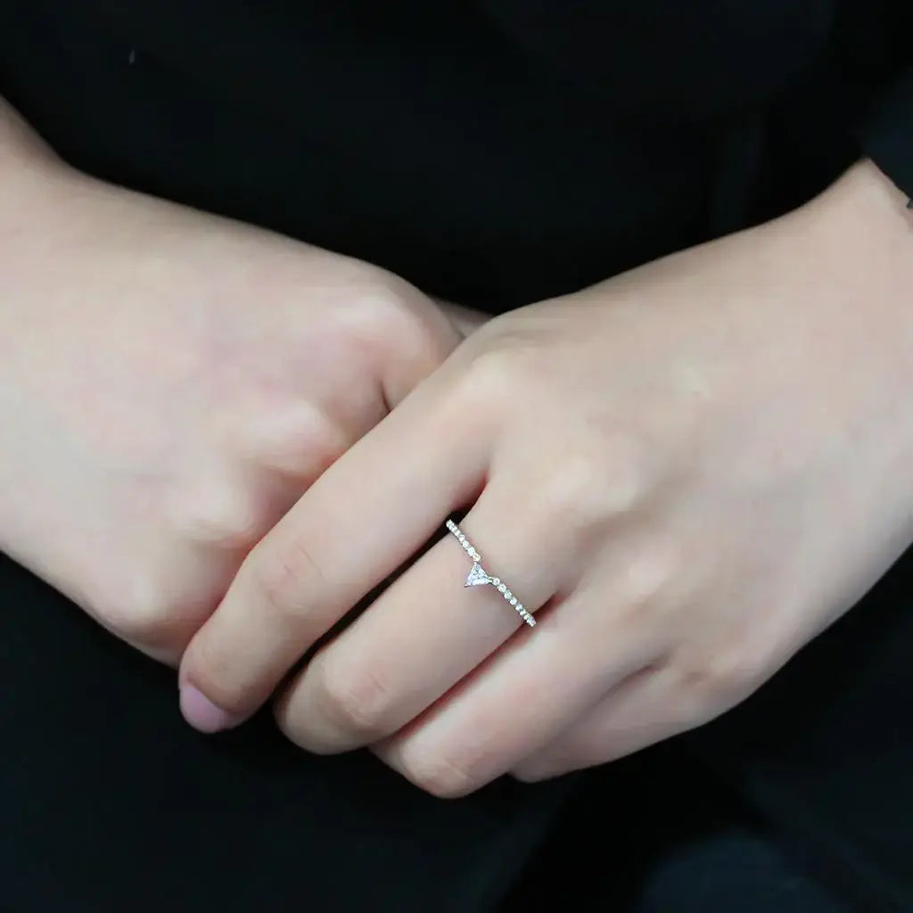 DA323 - IP Gold(Ion Plating) Stainless Steel Ring with AAA Grade CZ in Clear - Alamode - Flyclothing LLC