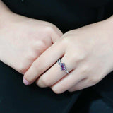 DA324 - IP Black(Ion Plating) Stainless Steel Ring with AAA Grade CZ in Fuchsia - Alamode - Flyclothing LLC
