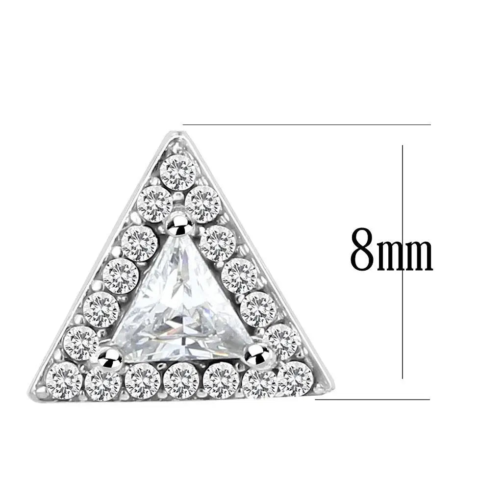 DA327 - No Plating Stainless Steel Earrings with AAA Grade CZ in Clear - Alamode - Flyclothing LLC