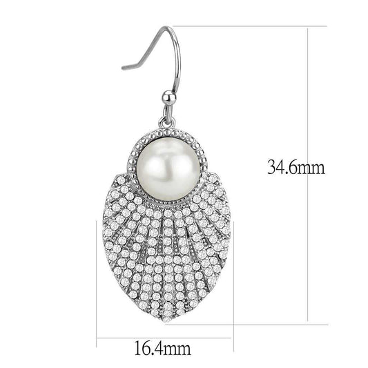 DA330 - No Plating Stainless Steel Earrings with Synthetic Pearl in White - Alamode - Flyclothing LLC