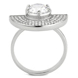 DA336 - No Plating Stainless Steel Ring with AAA Grade CZ  in Clear - Alamode