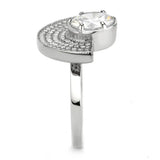 DA336 - No Plating Stainless Steel Ring with AAA Grade CZ in Clear - Alamode - Flyclothing LLC