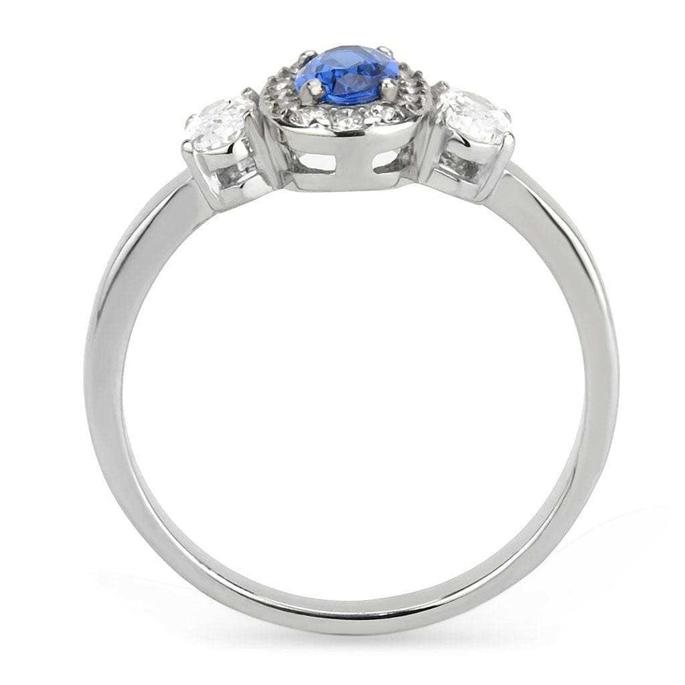 DA337 - No Plating Stainless Steel Ring with Synthetic Spinel in London Blue - Alamode - Flyclothing LLC