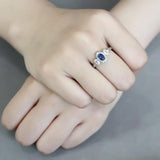 DA337 - No Plating Stainless Steel Ring with Synthetic Spinel in London Blue - Alamode - Flyclothing LLC