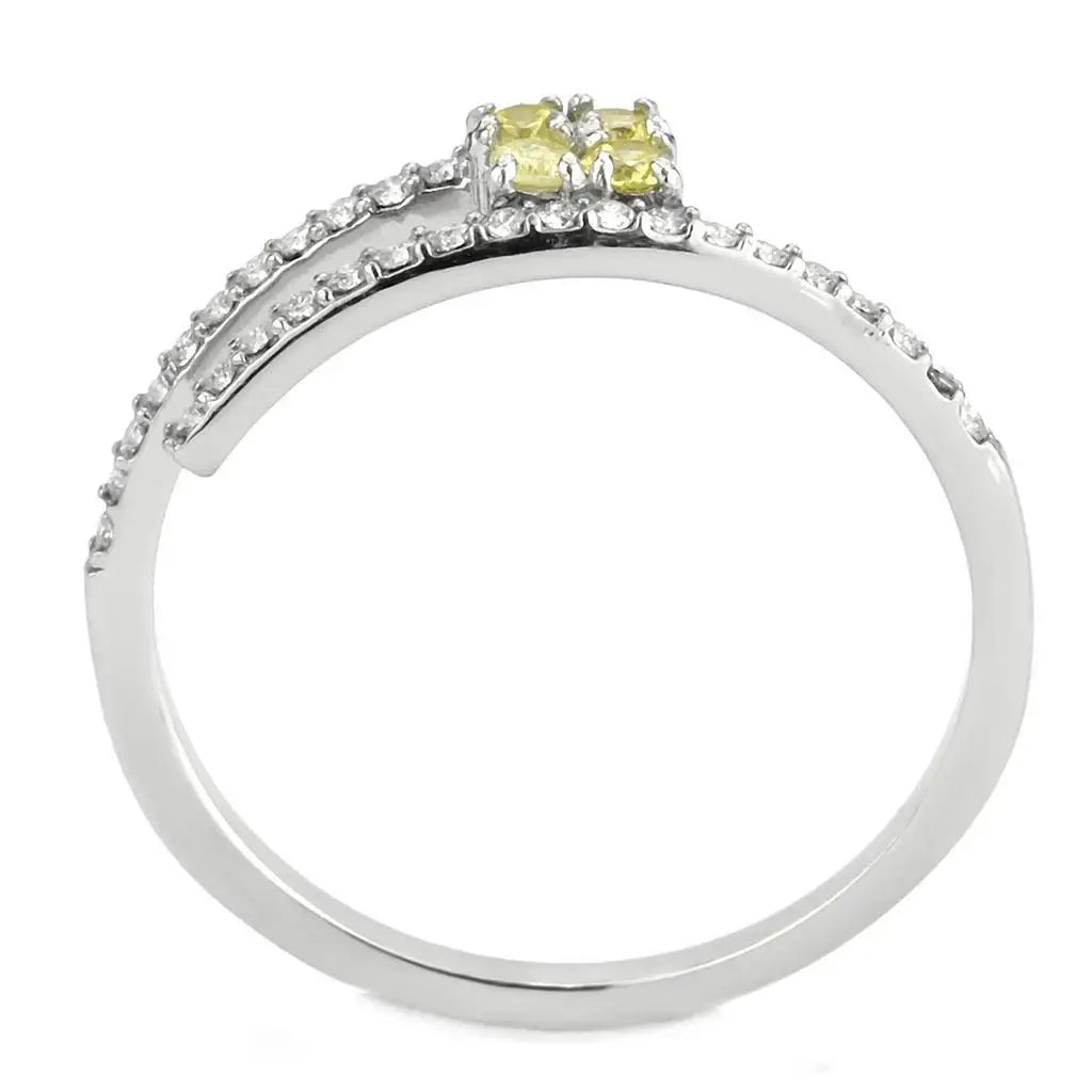 DA338 - No Plating Stainless Steel Ring with AAA Grade CZ in Topaz - Alamode - Flyclothing LLC