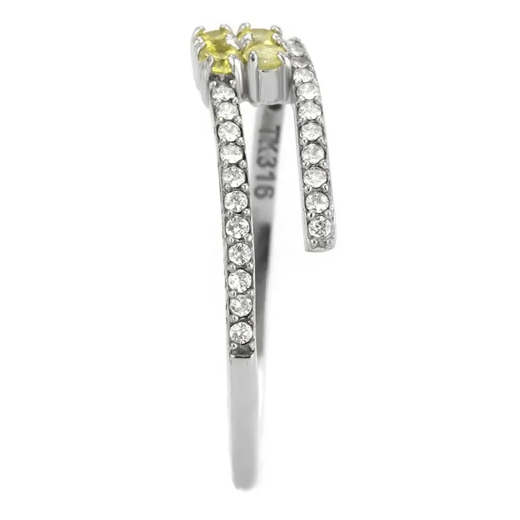 DA338 - No Plating Stainless Steel Ring with AAA Grade CZ in Topaz - Alamode - Flyclothing LLC