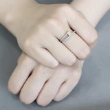 DA338 - No Plating Stainless Steel Ring with AAA Grade CZ in Topaz - Alamode - Flyclothing LLC