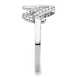 DA339 - No Plating Stainless Steel Ring with AAA Grade CZ in Clear - Alamode - Flyclothing LLC