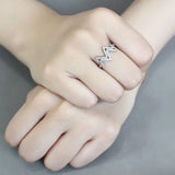 DA339 - No Plating Stainless Steel Ring with AAA Grade CZ in Clear - Alamode - Flyclothing LLC