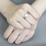 DA340 - No Plating Stainless Steel Ring with AAA Grade CZ in Clear - Alamode - Flyclothing LLC