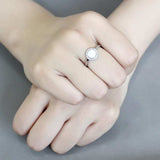 DA340 - No Plating Stainless Steel Ring with AAA Grade CZ in Clear - Alamode - Flyclothing LLC