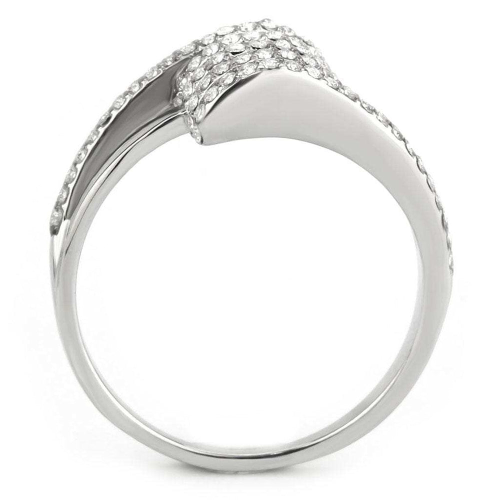 DA342 - No Plating Stainless Steel Ring with AAA Grade CZ in Clear - Alamode - Flyclothing LLC