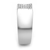 DA345 - No Plating Stainless Steel Ring with AAA Grade CZ in Clear - Alamode - Flyclothing LLC