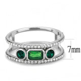 DA348 - High polished (no plating) Stainless Steel Ring with Synthetic Synthetic Glass in Emerald - Alamode