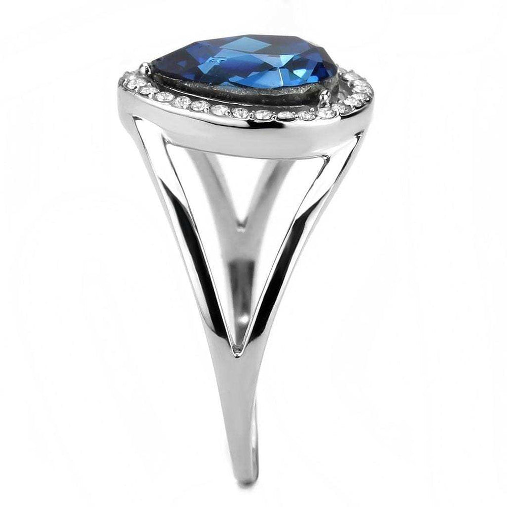 DA349 - High polished (no plating) Stainless Steel Ring with Top Grade Crystal in Montana - Alamode - Flyclothing LLC