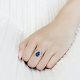 DA349 - High polished (no plating) Stainless Steel Ring with Top Grade Crystal in Montana - Alamode - Flyclothing LLC