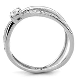 DA351 - High polished (no plating) Stainless Steel Ring with AAA Grade CZ  in Clear - Alamode