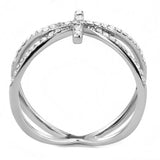 DA353 - High polished (no plating) Stainless Steel Ring with AAA Grade CZ in Clear - Alamode - Flyclothing LLC