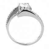 DA355 - High polished (no plating) Stainless Steel Ring with AAA Grade CZ  in Clear - Alamode