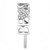 DA356 - High polished (no plating) Stainless Steel Ring with AAA Grade CZ in Clear - Alamode - Flyclothing LLC