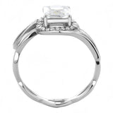 DA357 - High polished (no plating) Stainless Steel Ring with AAA Grade CZ  in Clear - Alamode