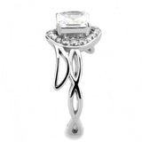 DA357 - High polished (no plating) Stainless Steel Ring with AAA Grade CZ  in Clear - Alamode