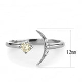 DA358 - High polished (no plating) Stainless Steel Ring with AAA Grade CZ in Champagne - Alamode - Flyclothing LLC
