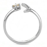 DA358 - High polished (no plating) Stainless Steel Ring with AAA Grade CZ  in Champagne - Alamode