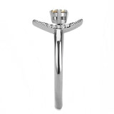 DA358 - High polished (no plating) Stainless Steel Ring with AAA Grade CZ  in Champagne