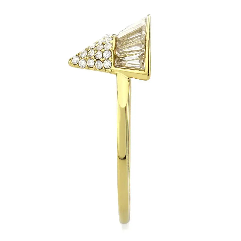 DA359 - IP Gold(Ion Plating) Stainless Steel Ring with AAA Grade CZ in Clear - Alamode - Flyclothing LLC