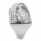 DA361 - High polished (no plating) Stainless Steel Ring with AAA Grade CZ in Clear - Alamode - Flyclothing LLC