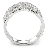 DA362 - High polished (no plating) Stainless Steel Ring with AAA Grade CZ  in Clear - Alamode