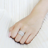 DA362 - High polished (no plating) Stainless Steel Ring with AAA Grade CZ in Clear - Alamode - Flyclothing LLC