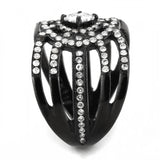 DA363 - IP Black(Ion Plating) Stainless Steel Ring with AAA Grade CZ  in Clear - Alamode