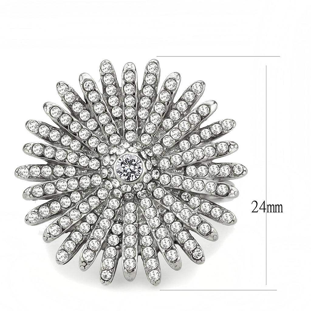 DA364 - High polished (no plating) Stainless Steel Ring with AAA Grade CZ in Clear - Alamode - Flyclothing LLC