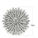 DA364 - High polished (no plating) Stainless Steel Ring with AAA Grade CZ  in Clear - Alamode