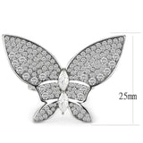 DA365 - High polished (no plating) Stainless Steel Ring with AAA Grade CZ  in Clear - Alamode