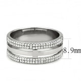 DA366 - High polished (no plating) Stainless Steel Ring with AAA Grade CZ in Clear - Alamode - Flyclothing LLC